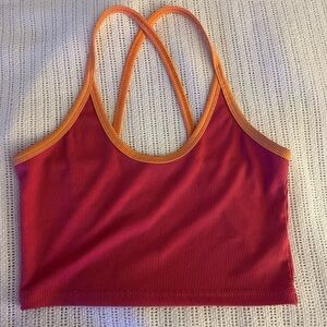 Vibrant Pink and Orange Ribbed Bandeau